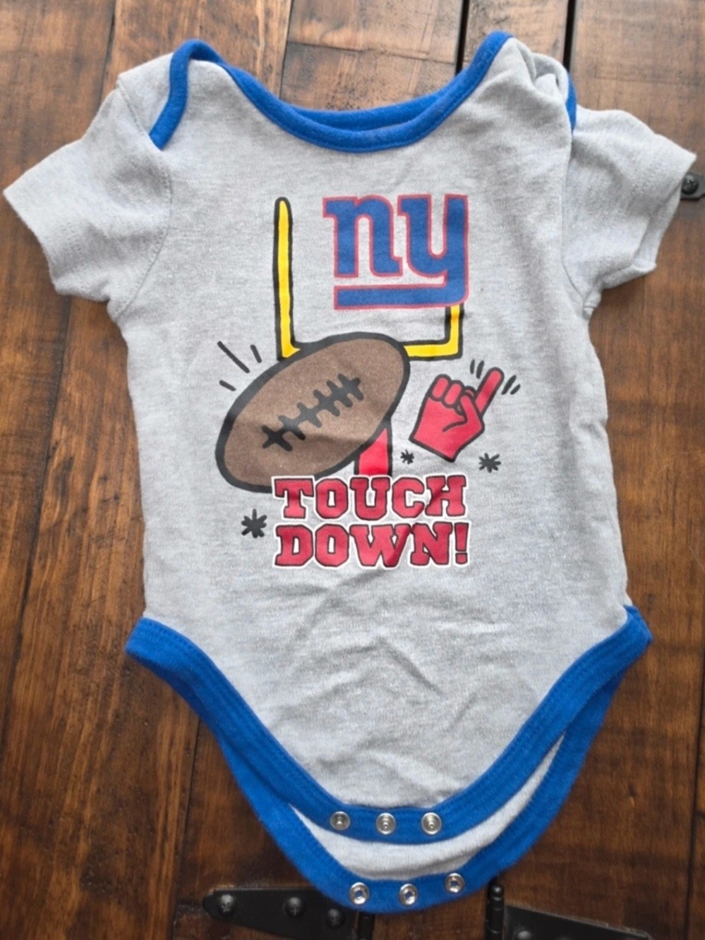 NFL Gray Bodysuit with Blue Trim and Touchdown Graphic